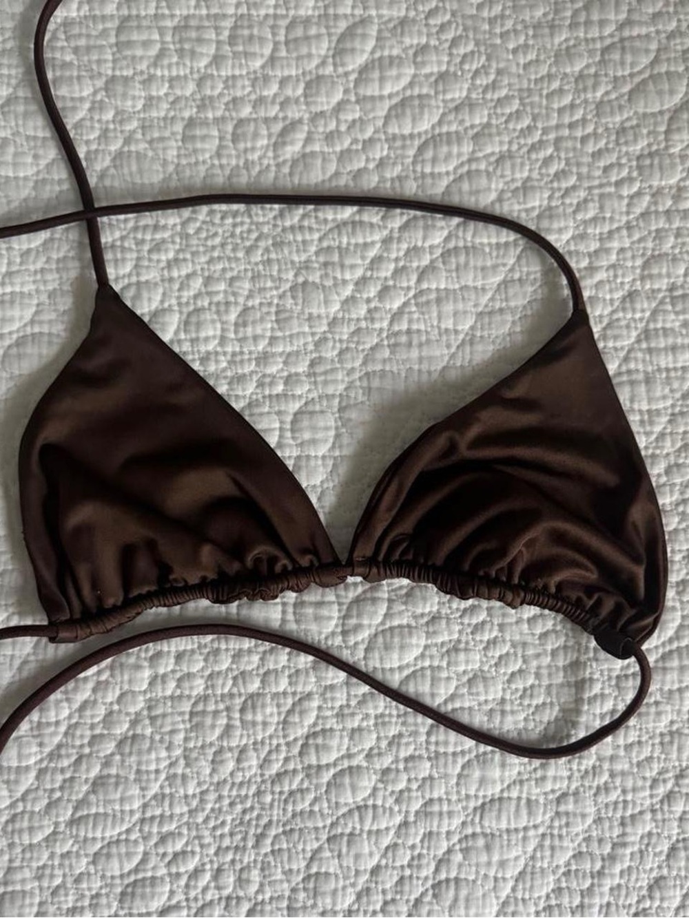 NWOT Princess Polly Nevaeh Shine Shimmer Brown Triangle Bikini Top Chocolate Bro